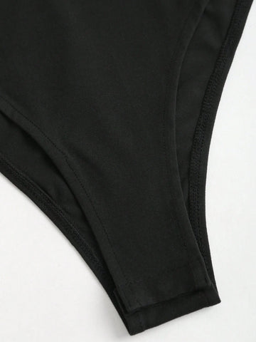 Women Casual Slim Fit Long Sleeve Bodysuit, Versatile For Autumn