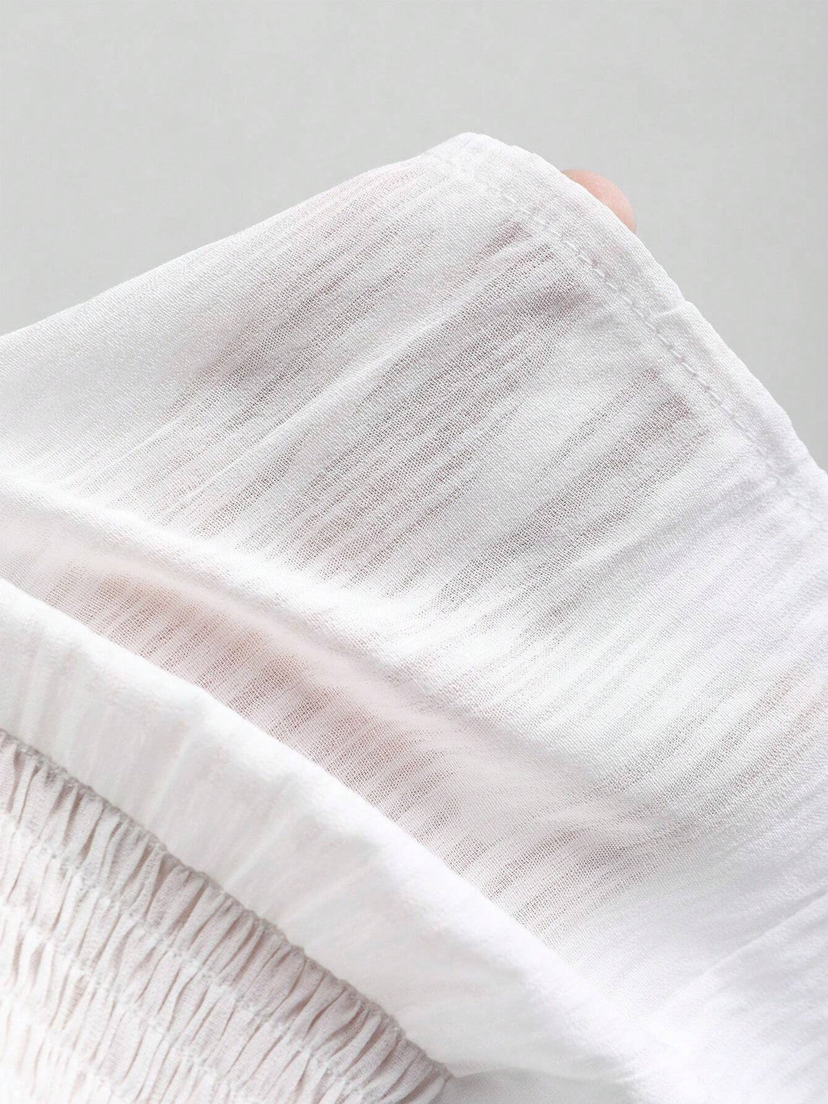 Women V-Neck Solid Color Ruffle Trim Button Front Long Sleeve Shirt