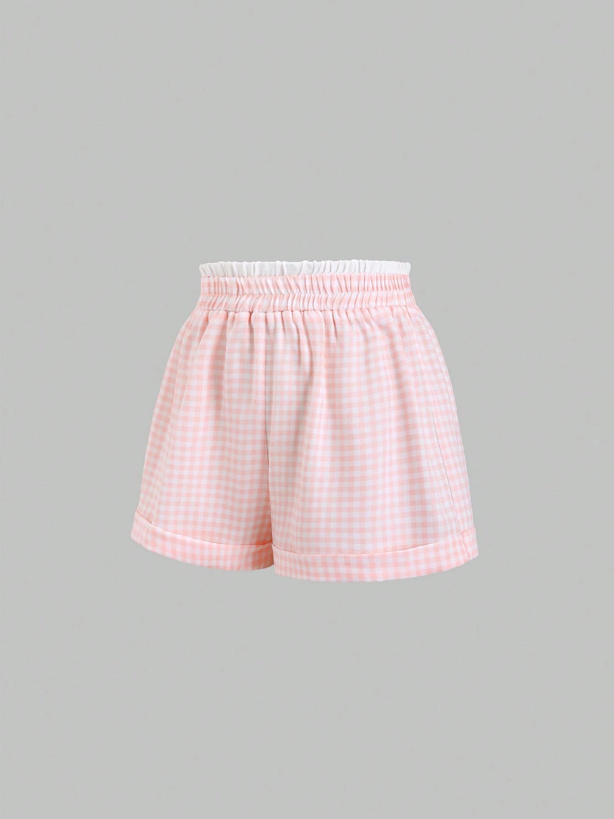 MOOSTA Women's Loose Fit Checkered Patchwork Rolled Hem Casual Shorts