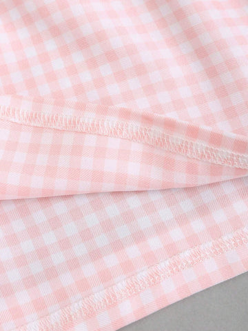 MOOSTA Women's Loose Fit Checkered Patchwork Rolled Hem Casual Shorts