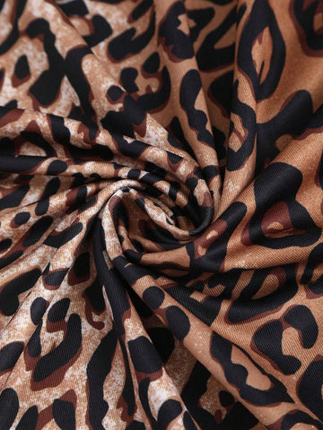 Women's Sexy Leopard Print Turtleneck Long Sleeve Bodysuit