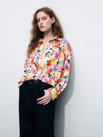 Maija Allover Floral Print Drop Shoulder Shirt