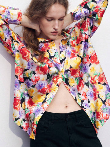 Maija Allover Floral Print Drop Shoulder Shirt
