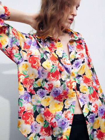 Maija Allover Floral Print Drop Shoulder Shirt