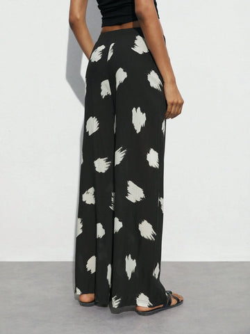 Maija Elastic Waist Loose Wide-Legged Long Pants