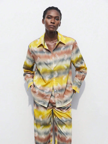 Maija Fall Clothes Pride Outfits Women's Casual Long Sleeve Shirt With Random Prints, Simple Style