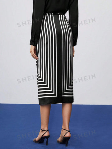 Maija High Waist Striped Skirt