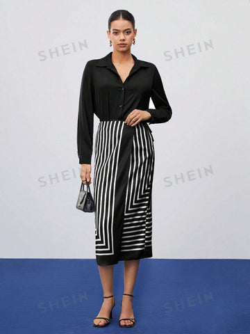 Maija High Waist Striped Skirt