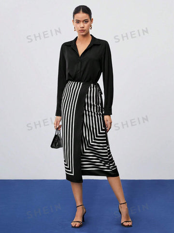 Maija High Waist Striped Skirt