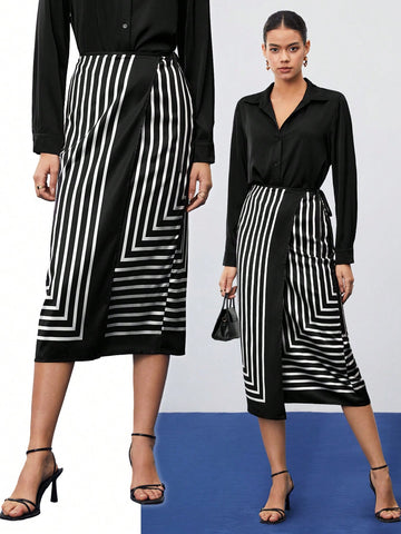 Maija High Waist Striped Skirt