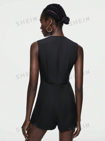 Ladies' Color Block Sleeveless Jumpsuit Shorts