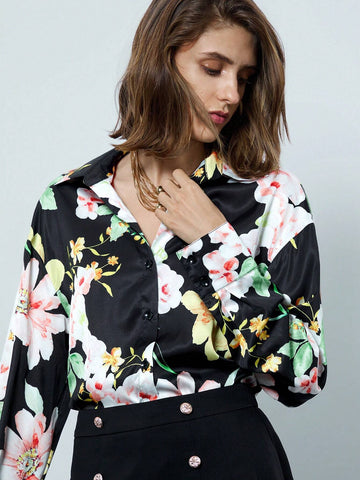 Maija Ladies Floral Print Long Sleeve Shirt