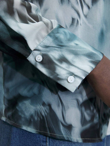 Maija Ladies' Flower Printed Casual Daily Long Sleeve Shirt