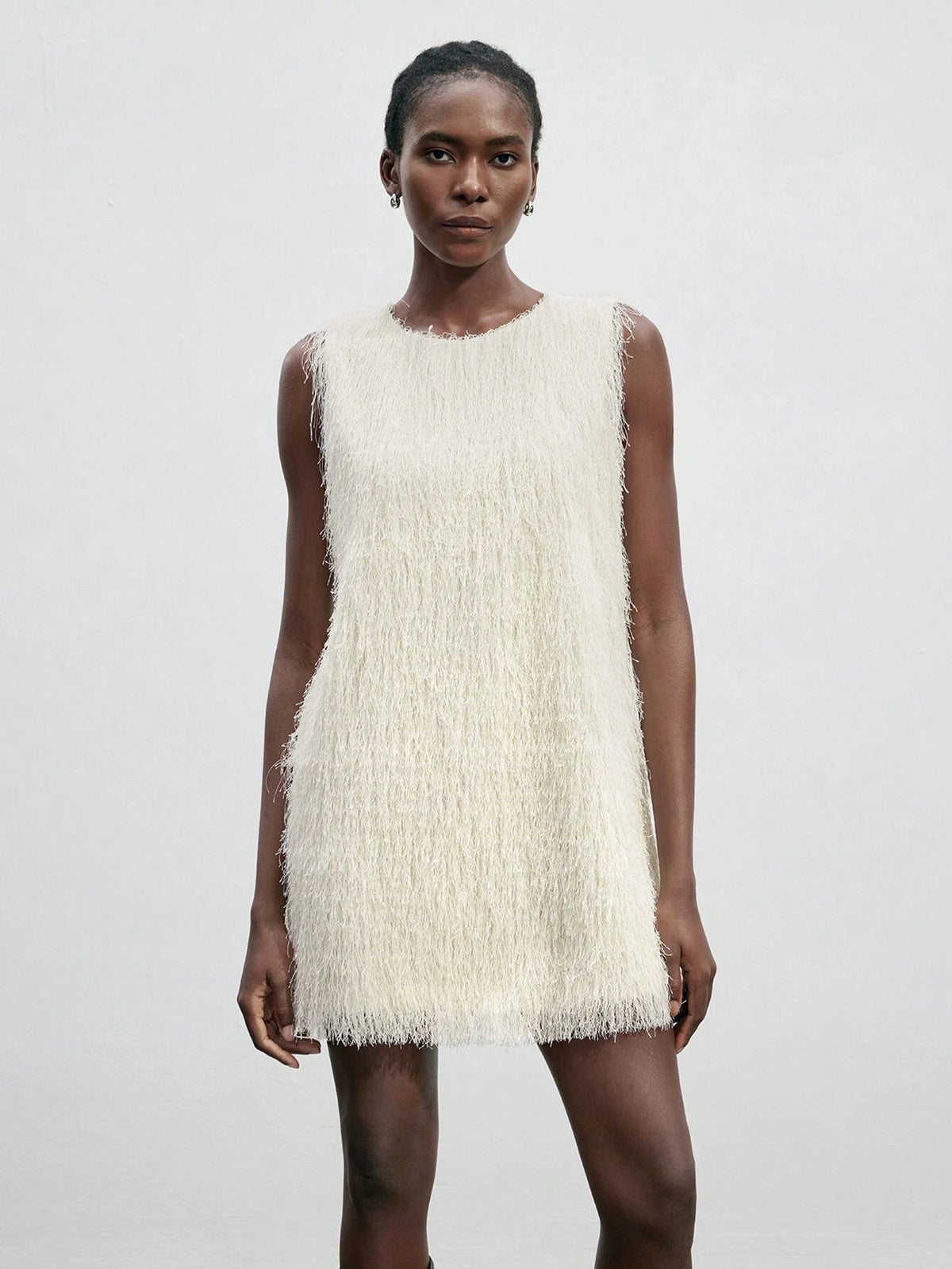 New Autumn/Winter Women Elegant Vintage Casual Dress, Sleeveless Fur Trim Party Wedding Cocktail
