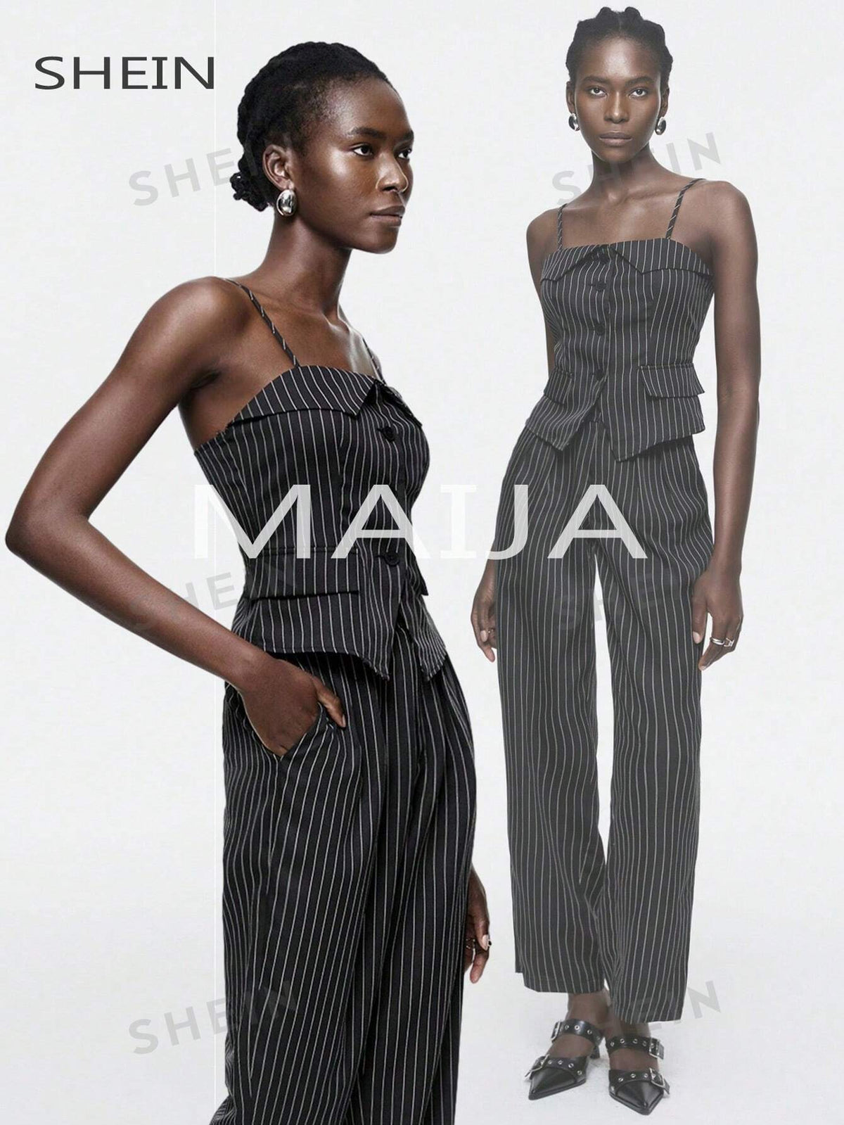 Striped Print Casual Suit