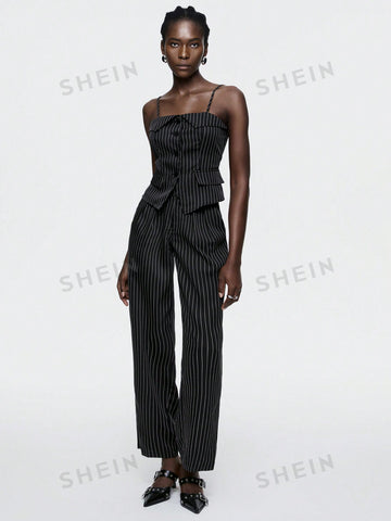 Striped Print Casual Suit