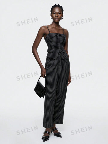 Striped Print Casual Suit