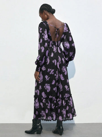 Cropped Length Floral Print Sleeveless Dress For Women