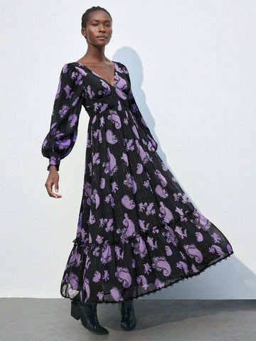 Cropped Length Floral Print Sleeveless Dress For Women