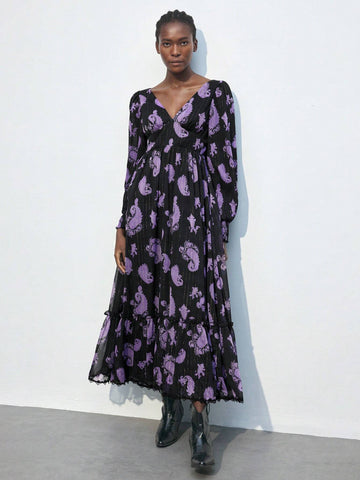 Cropped Length Floral Print Sleeveless Dress For Women