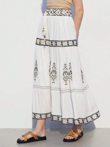 Maija Women Fashionable Bohemian Style Vacation Wind Skirt For Summer