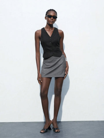 Maija Women Gray Minimalist Modern Urban Short Suit Blazer