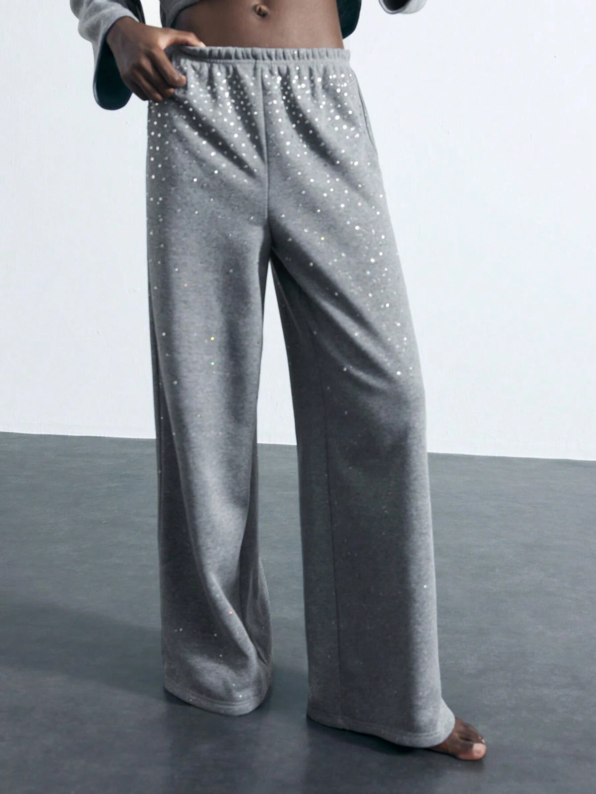 Maija Women Rhinestone Decorated Simple Daily Casual Pants