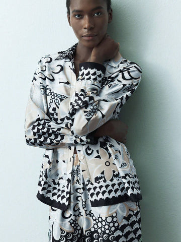 Maija Women''s All-Over Allover Print Button Up Casual Long Sleeve Shirt