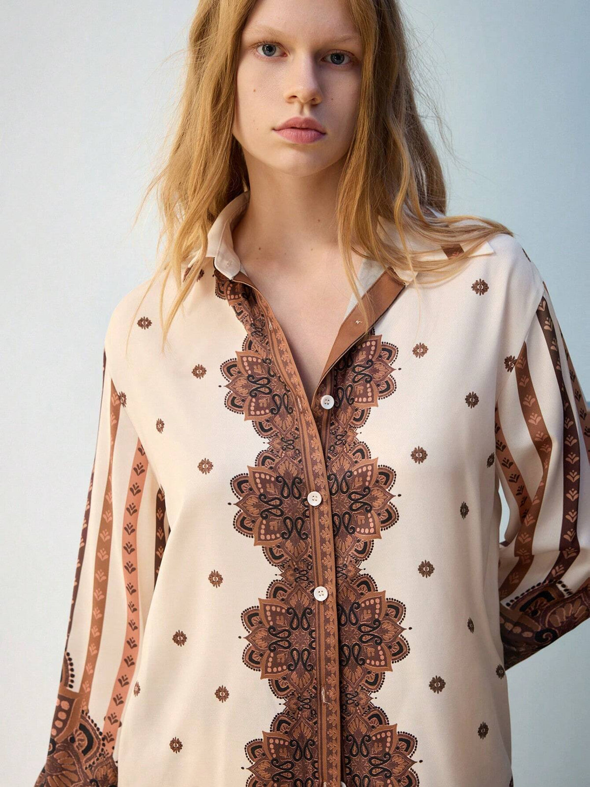 Maija Women's All-Over Print Button-Front Long Sleeve Shirt