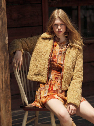 Women's All-Over Print Loose Casual Long Sleeve Short Dress