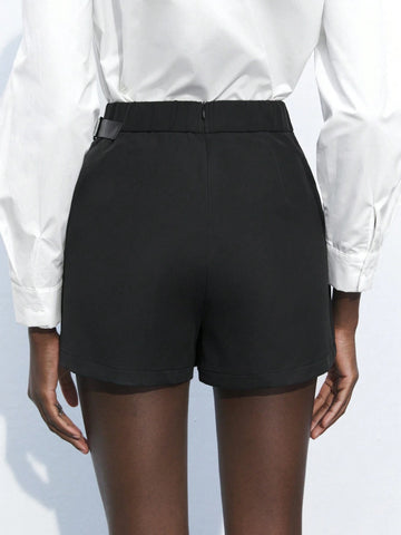 Maija Women's Asymmetric Hem Casual Skort With Faux Pearl Decor