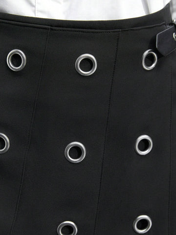 Maija Women's Asymmetric Hem Casual Skort With Faux Pearl Decor