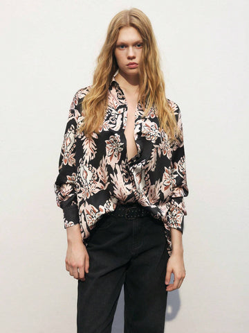 Maija Women's Casual Full Print Long Sleeve Blouse, Spring & Autumn