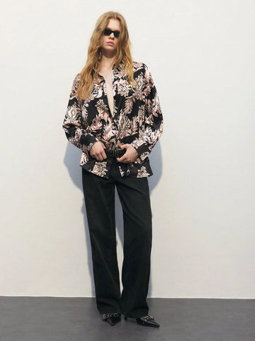 Maija Women's Casual Full Print Long Sleeve Blouse, Spring & Autumn