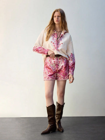 Maija Women's Casual Paisley Print Shirt