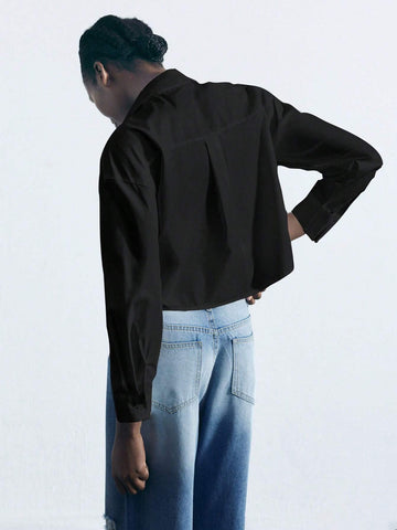 Maija Women's Diamond Embellished Cut-Out Front Shirt, Fashionable For Autumn