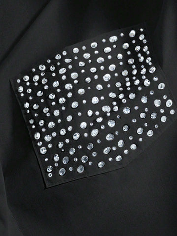 Maija Women's Diamond Embellished Cut-Out Front Shirt, Fashionable For Autumn