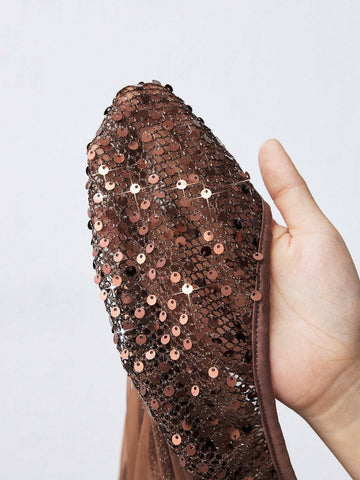 Maija Women's Fashionable Sequin Embellished Crop Shirt, Autumn