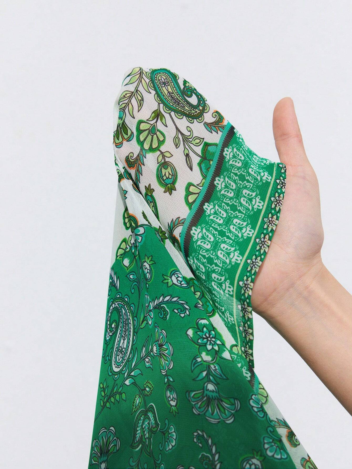 Maija Women's Fashionable Spring Green Patchwork Printed Long Sleeve Shirt