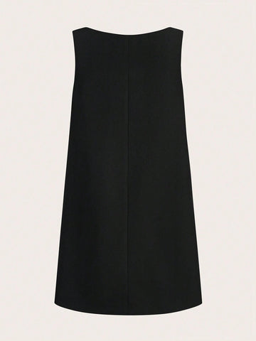 Women's Fashionable Sweetheart Neck Rhinestone Decor Camisole Dress, Summer