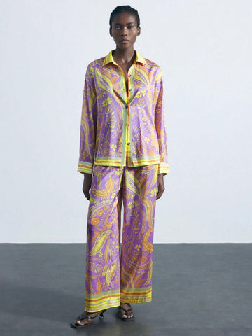 Maija Women's Floral Print Long Sleeve Casual Loose Blouse, Spring Summer