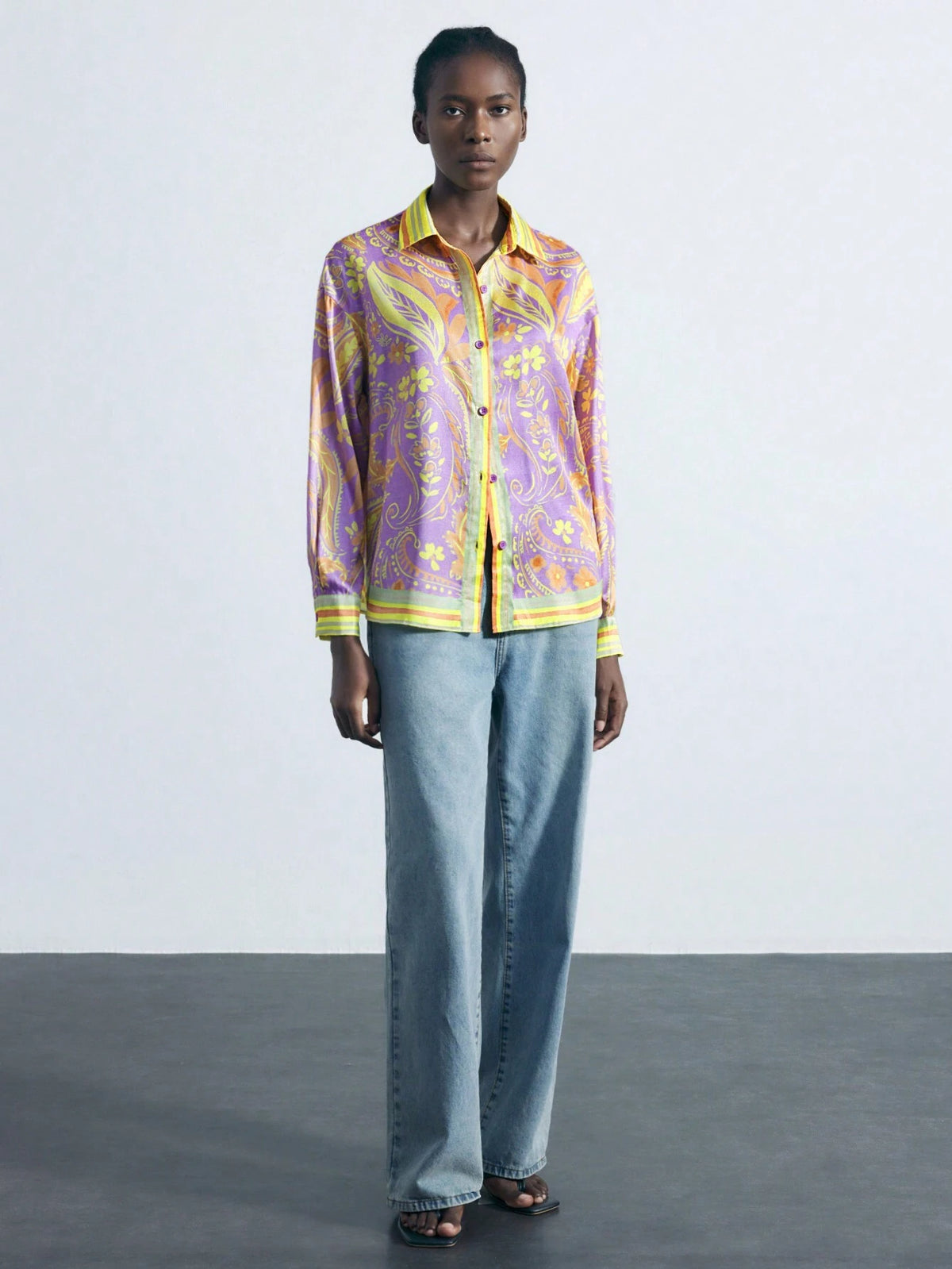 Maija Women's Floral Print Long Sleeve Casual Loose Blouse, Spring Summer