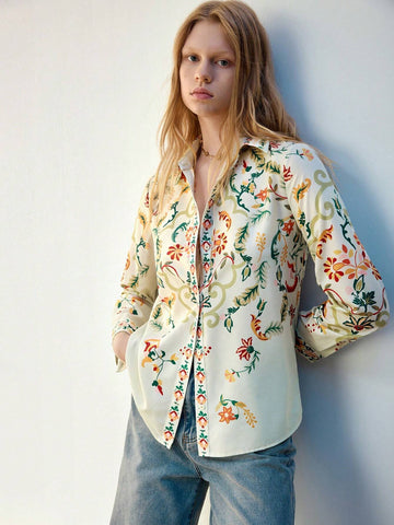 Maija Women's Floral Print Single-Breasted Shirt