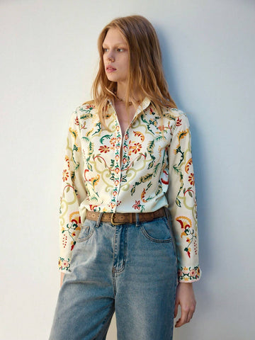 Maija Women's Floral Print Single-Breasted Shirt