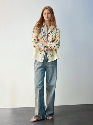 Maija Women's Floral Print Single-Breasted Shirt