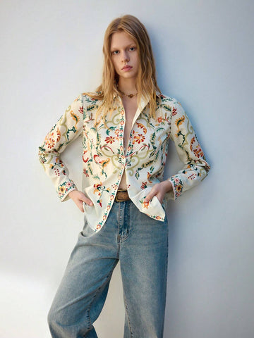 Maija Women's Floral Print Single-Breasted Shirt