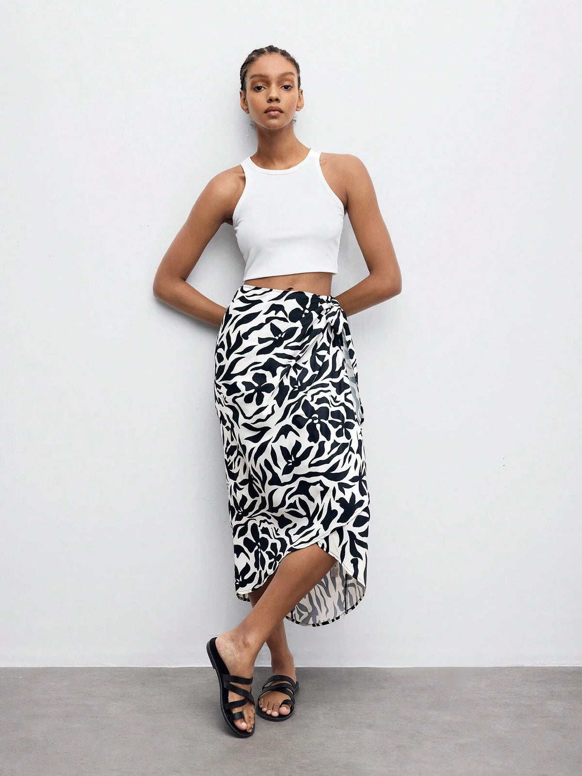 Maija Women's Floral & Plant Printed Wrap Tie Midi Skirt