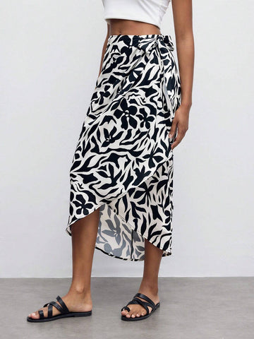 Maija Women's Floral & Plant Printed Wrap Tie Midi Skirt