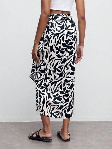 Maija Women's Floral & Plant Printed Wrap Tie Midi Skirt