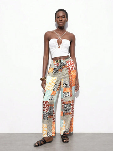 Maija Women's Full-Print Straight-Leg Vacation Casual Pants